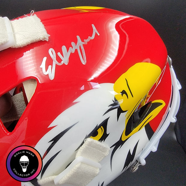Ed Belfour Signed Goalie Mask Chicago Red Simple Eagle Classic Signature Edition Autographed Tribute
