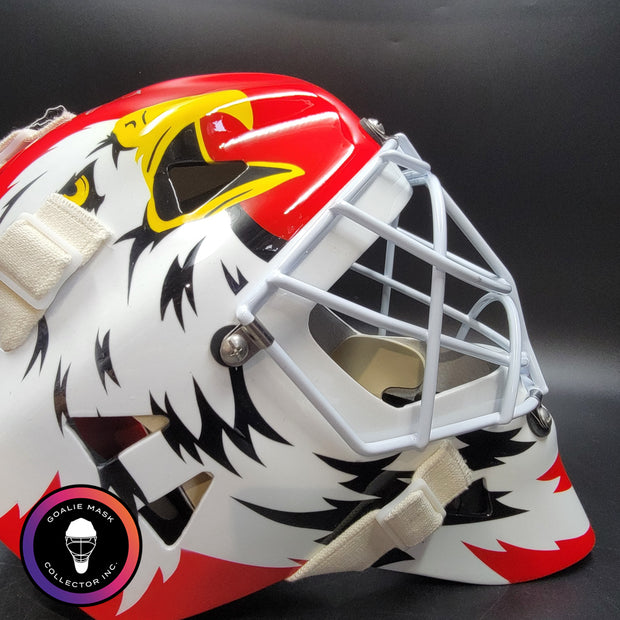 Ed Belfour Signed Goalie Mask Chicago Red Simple Eagle Classic Signature Edition Autographed Tribute
