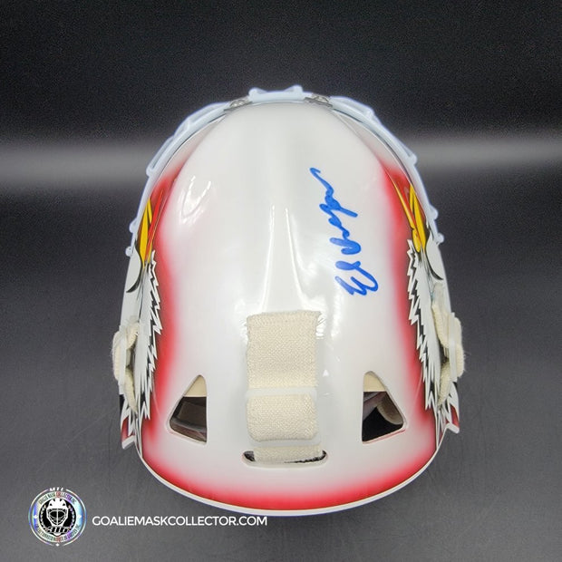 Ed Belfour Signed Goalie Mask Custom White Chicago "Simple Eagle" Autographed Signature Edition