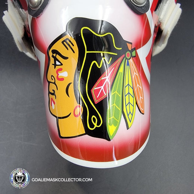 Ed Belfour Signed Goalie Mask Custom White Chicago "Simple Eagle" Autographed Signature Edition