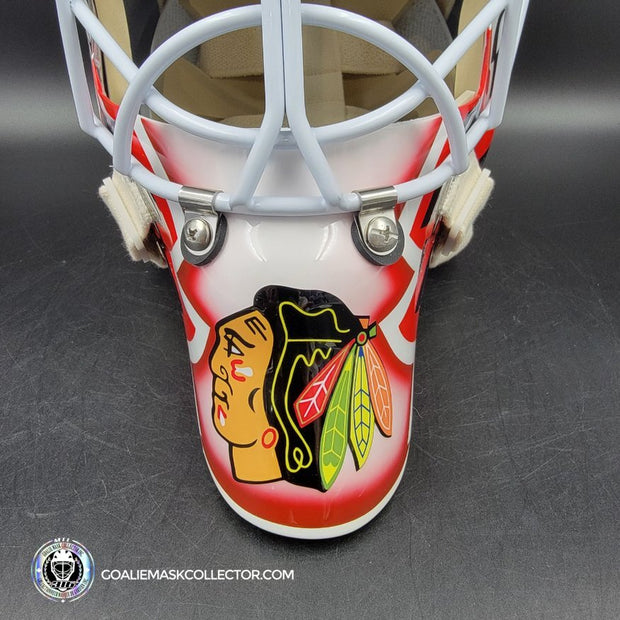 Ed Belfour Signed Goalie Mask Custom White Chicago "Simple Eagle" Autographed Signature Edition