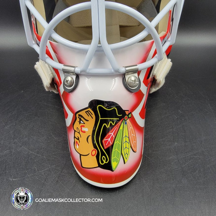 Ed Belfour Signed Goalie Mask Custom White Chicago "Simple Eagle" Autographed Signature Edition