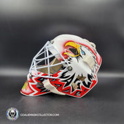 Ed Belfour Signed Goalie Mask Custom White Chicago "Simple Eagle" Autographed Signature Edition