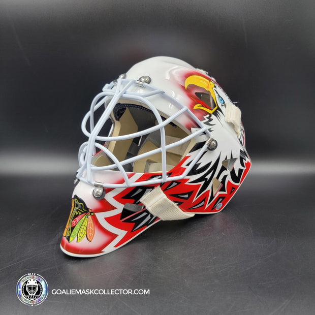 Ed Belfour Signed Goalie Mask Custom White Chicago "Simple Eagle" Autographed Signature Edition