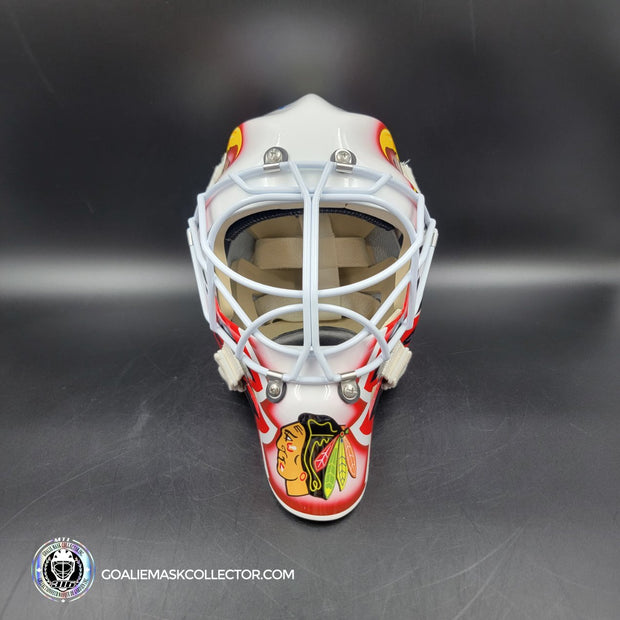Ed Belfour Signed Goalie Mask Custom White Chicago "Simple Eagle" Autographed Signature Edition