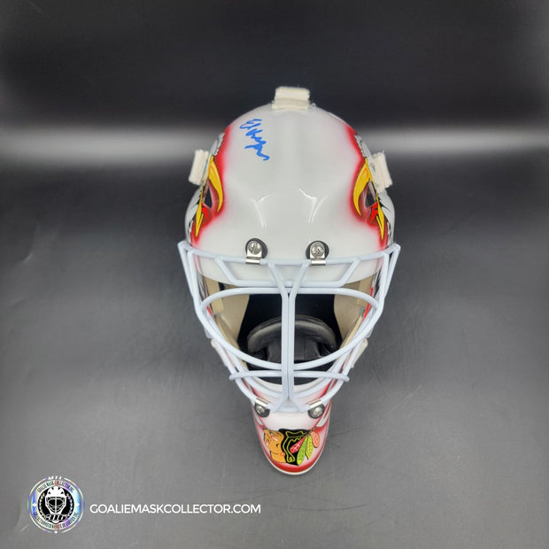 Ed Belfour Signed Goalie Mask Custom White Chicago "Simple Eagle" Autographed Signature Edition