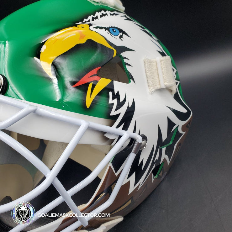 Ed Belfour Signed Goalie Mask Green Dallas "Simple Eagle" V1 Dark Green Autographed Signature Edition