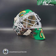 Ed Belfour Signed Goalie Mask Green Dallas "Simple Eagle" V1 Dark Green Autographed Signature Edition
