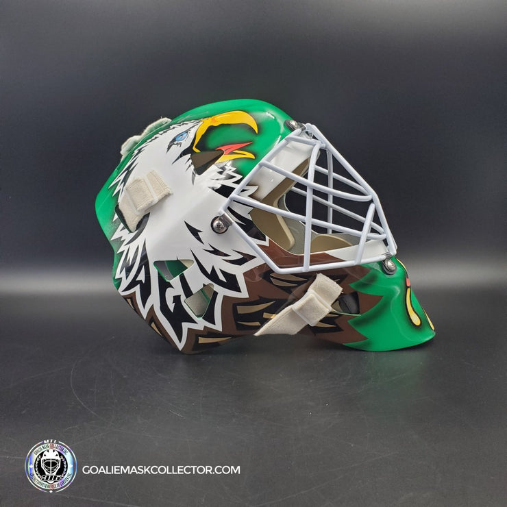 Ed Belfour Signed Goalie Mask Green Dallas "Simple Eagle" V1 Dark Green Autographed Signature Edition