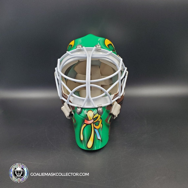 Ed Belfour Signed Goalie Mask Green Dallas "Simple Eagle" V1 Dark Green Autographed Signature Edition