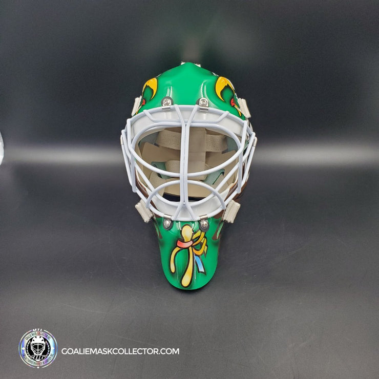 Ed Belfour Signed Goalie Mask Green Dallas "Simple Eagle" V1 Dark Green Autographed Signature Edition