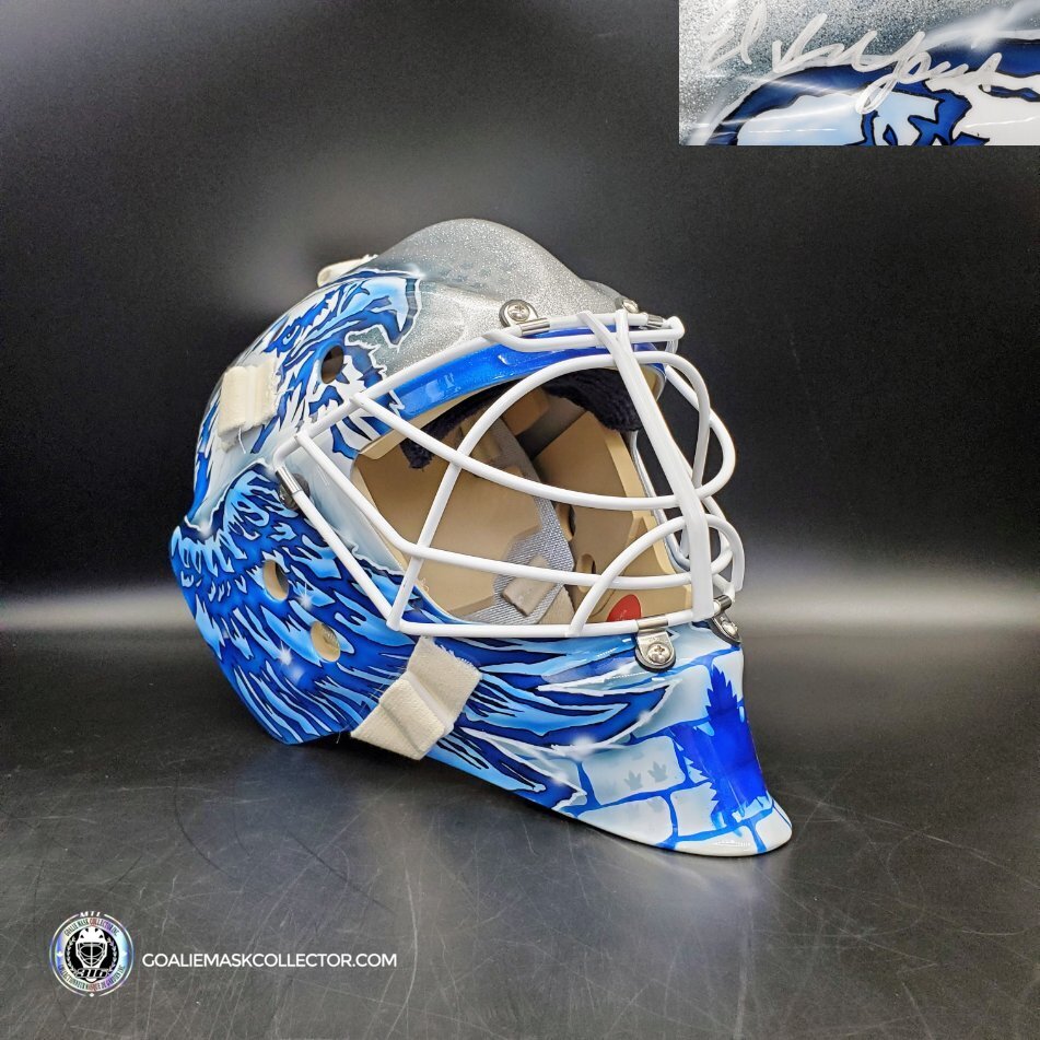 Joseph Woll Goalie Mask Ed Belfour Signed Toronto 2023 Metallic V2 Tribute Signature Edition. Goalie Mask Collector.