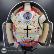 Elvis Merzlikins Goalie Mask Unsigned 2024 Columbus Blue Jackets V1  2024 Columbus Blue Jackets "ELVIS PRESLEY Tribute"  + Gold Powder Coated Grill Tribute
