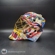 Elvis Merzlikins Signed Goalie Mask 2024 Columbus Blue Jackets "ELVIS PRESLEY Tribute" V1 Signature Edition Autographed + Gold Powder Coated Grill Tribute