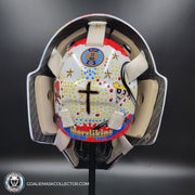 Elvis Merzlikins Signed Goalie Mask 2024 Columbus Blue Jackets "ELVIS PRESLEY Tribute" V1 Signature Edition Autographed + Gold Powder Coated Grill Tribute