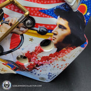 Elvis Merzlikins Signed Goalie Mask 2024 Columbus Blue Jackets "ELVIS PRESLEY Tribute" V1 Signature Edition Autographed + Gold Powder Coated Grill Tribute