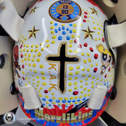 Elvis Merzlikins Signed Goalie Mask 2024 Columbus Blue Jackets "ELVIS PRESLEY Tribute" V1 Signature Edition Autographed + Gold Powder Coated Grill Tribute