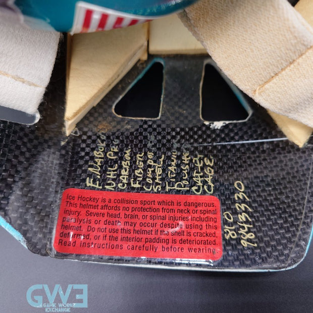 Evgeni Nabokov Goalie Mask Game Worn 2002-03 San Jose Sharks by Miska and Warwick Photo-Matched  AS-03404