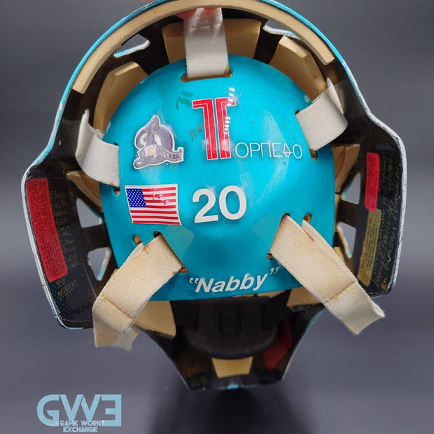 Evgeni Nabokov Goalie Mask Game Worn 2002-03 San Jose Sharks by Miska and Warwick Photo-Matched  AS-03404