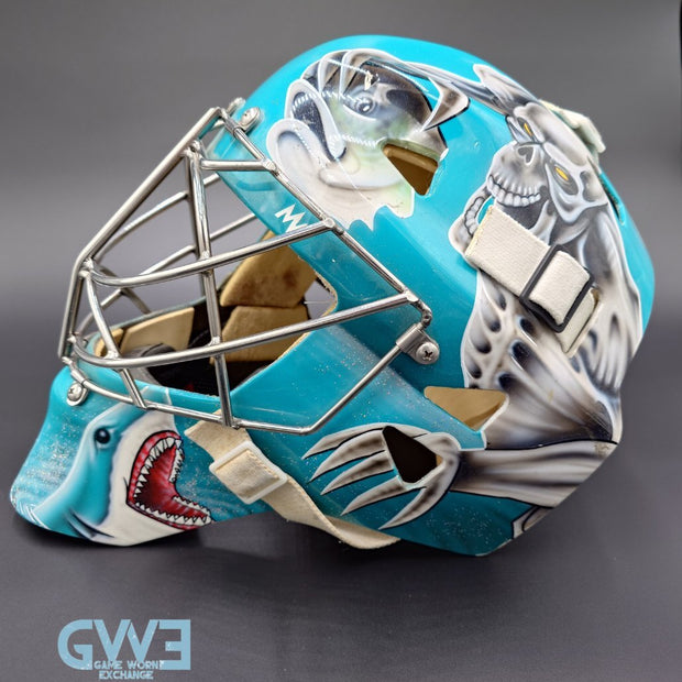 Evgeni Nabokov Goalie Mask Game Worn 2002-03 San Jose Sharks by Miska and Warwick Photo-Matched  AS-03404