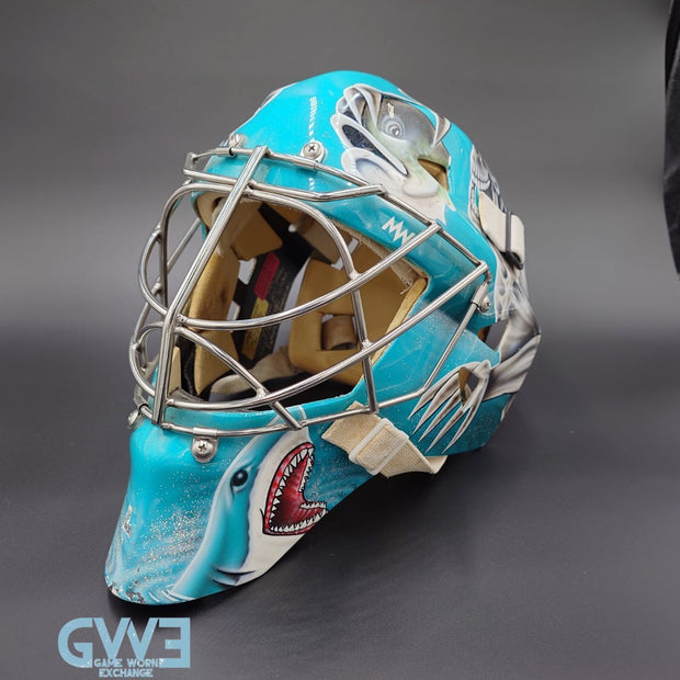 Evgeni Nabokov Goalie Mask Game Worn 2002-03 San Jose Sharks by Miska and Warwick Photo-Matched  AS-03404