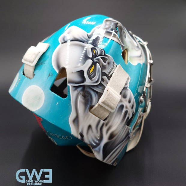 Evgeni Nabokov Goalie Mask Game Worn 2002-03 San Jose Sharks by Miska and Warwick Photo-Matched  AS-03404