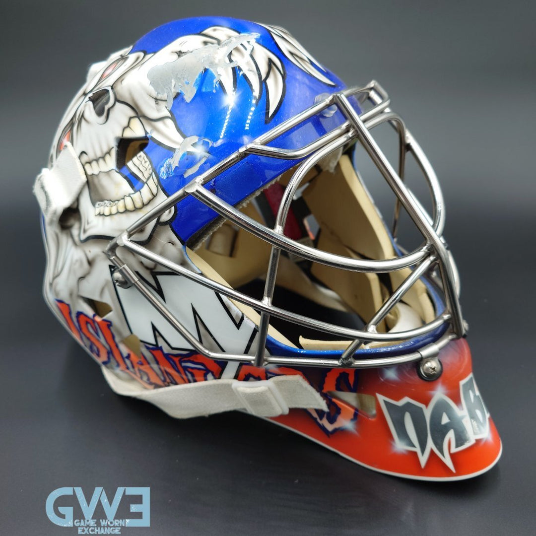 Evgeni Nabokov Goalie Mask Game Worn 2012-13 New York Islanders by Miska and Warwick AS-03405-SOLD