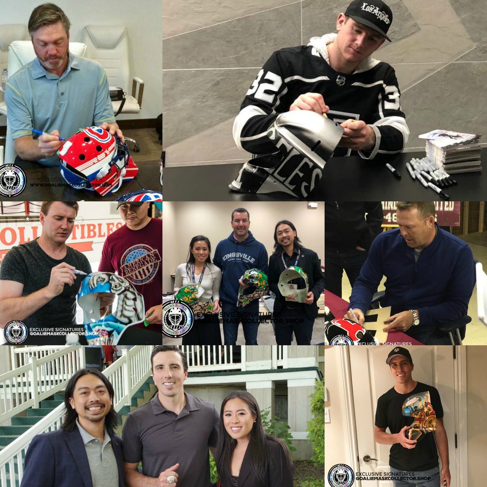 Goalie Mask Collector Wall of Fame: NHL goalie autograph signings and collector moments, collage 6