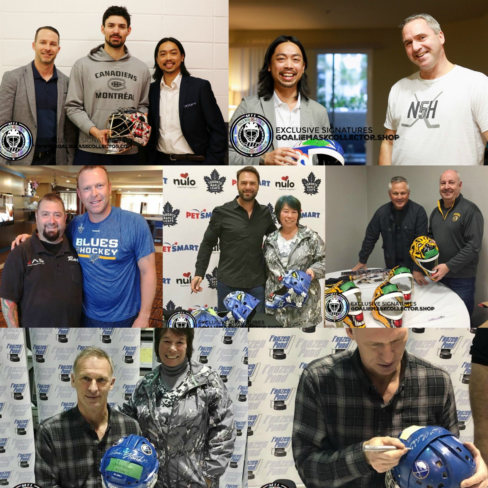 Goalie Mask Collector Wall of Fame: NHL goalie autograph signings and collector moments, collage 8