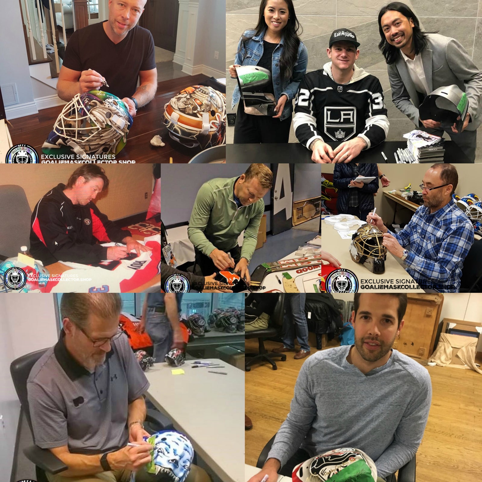 Goalie Mask Collector Wall of Fame: NHL goalie autograph signings and collector moments, collage 9