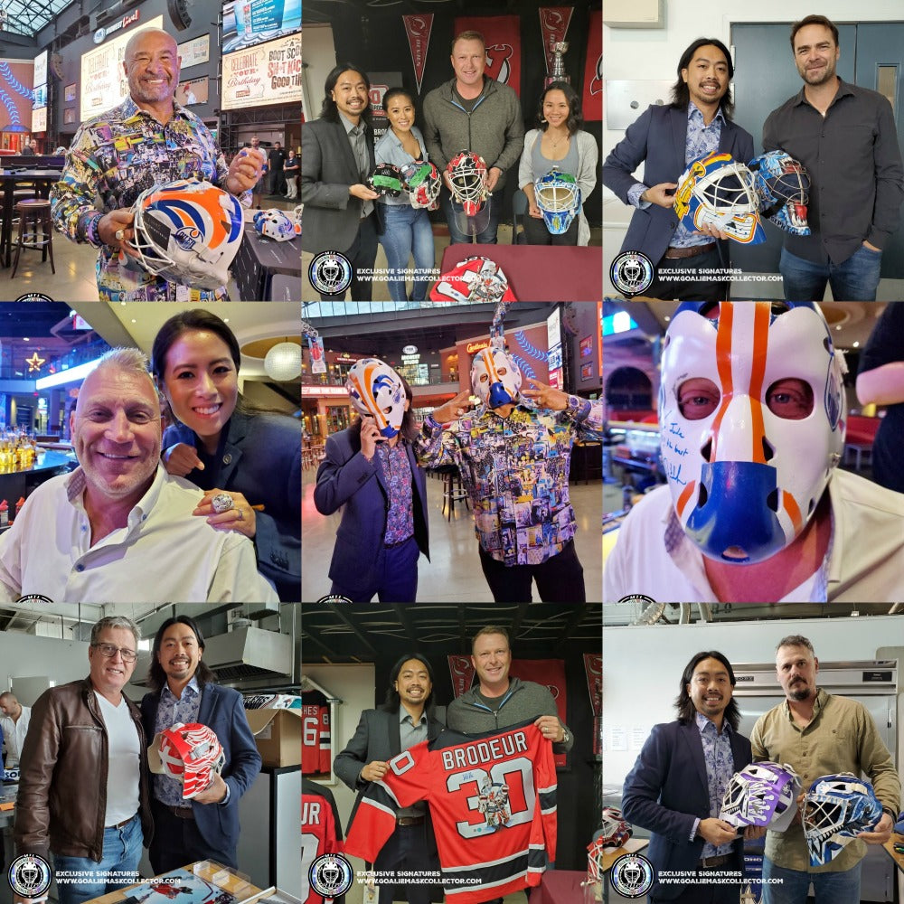 Goalie Mask Collector Wall of Fame: NHL goalie autograph signings and collector moments, collage 3