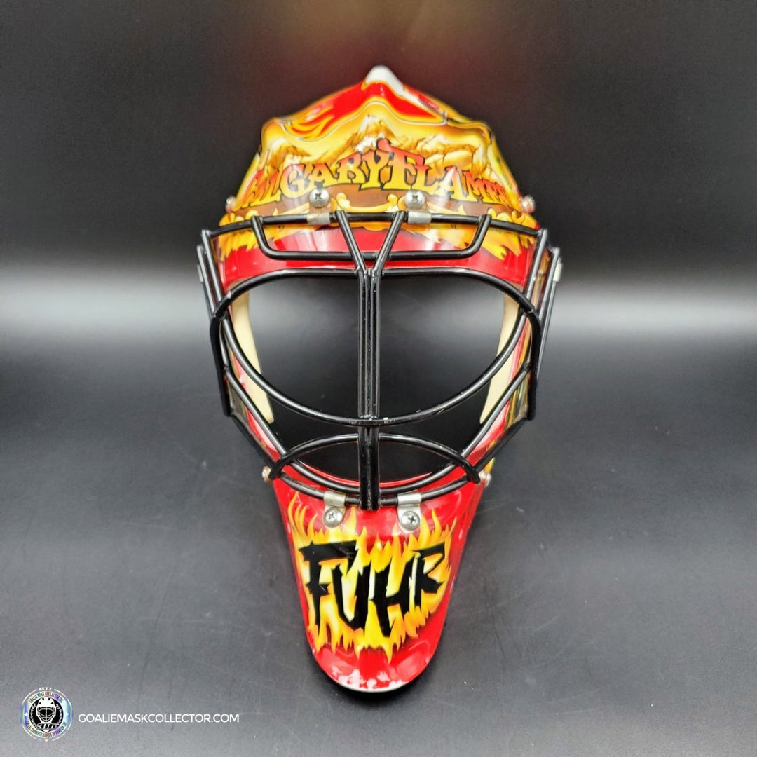 Grant Fuhr Game Worn Goalie Mask Calgary Flames Itech 1999-2000