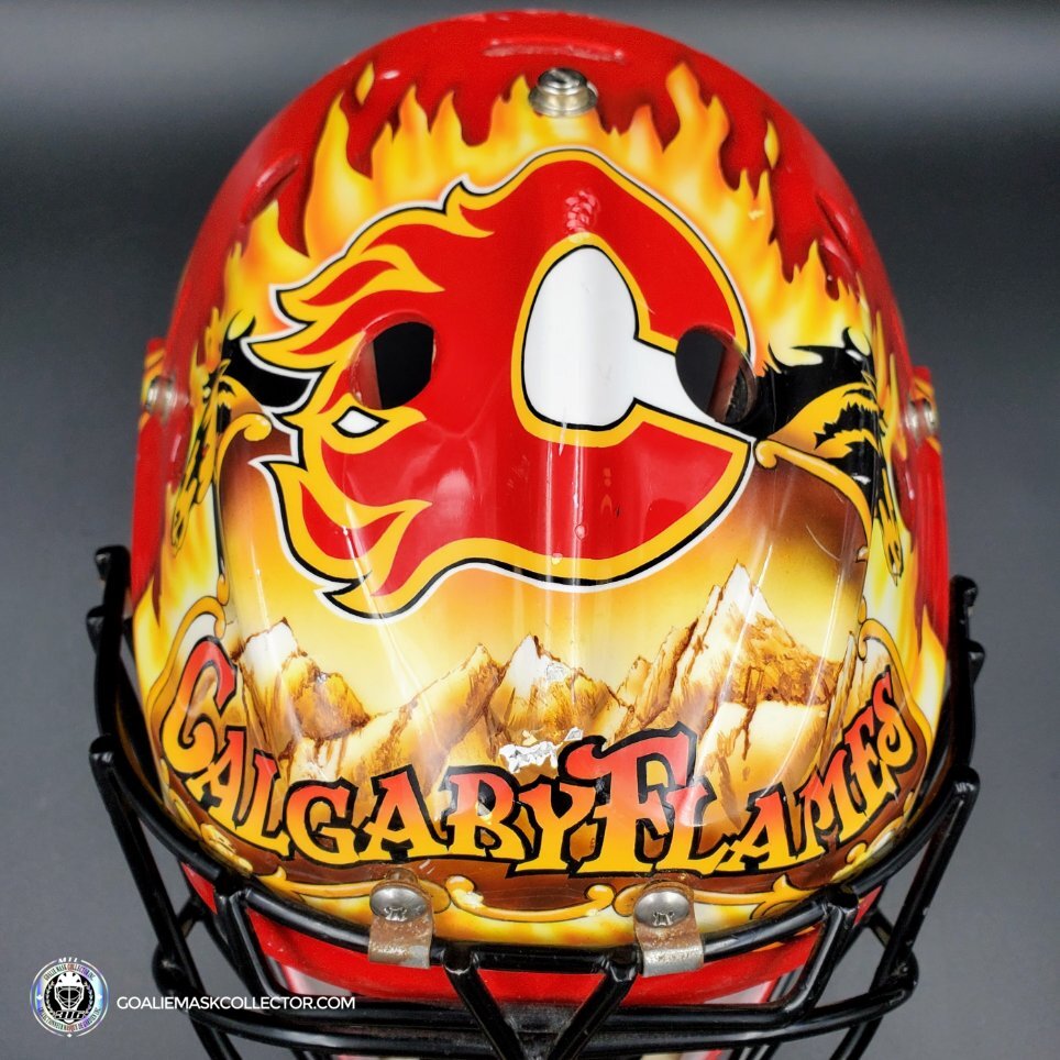 Grant Fuhr Game Worn Goalie Mask Calgary Flames Itech 1999-2000