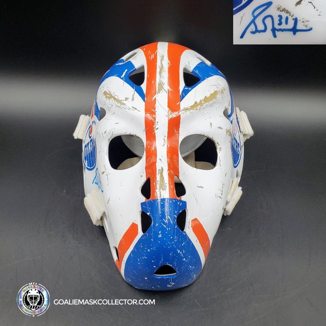 Grant Fuhr Signed Vintage Goalie Mask 1983 1987 Edmonton V2 GAME WORN Look Signature Edition. Goalie Mask Collector.
