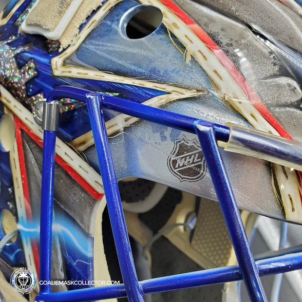 Henrik Lundqvist Game Worn Goalie Mask 2015-16 New York Rangers Painted by DaveArt on Bauer Shell