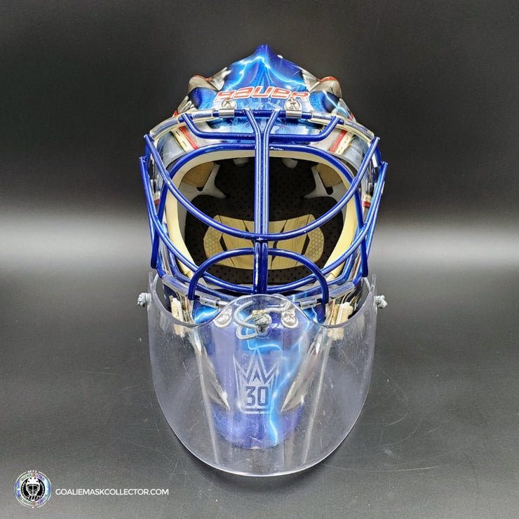 Henrik Lundqvist Game Worn Goalie Mask 2015-16 New York Rangers Painted by DaveArt on Bauer Shell