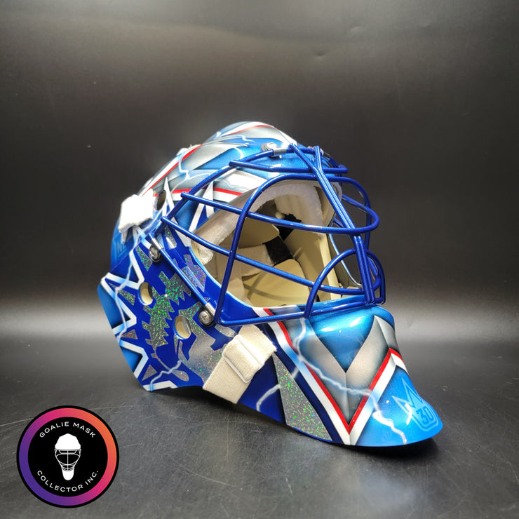Henrik Lundqvist Signed Goalie Mask 2015 New York Neon Blue Edition Signature Edition Autographed Tribute