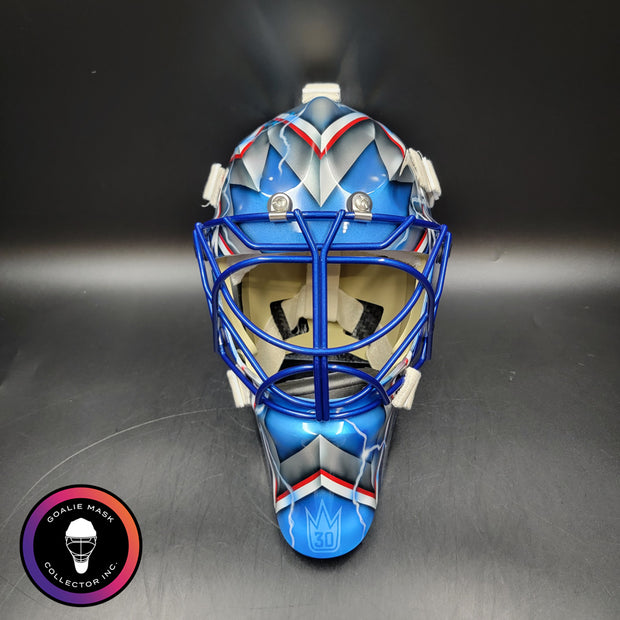 Henrik Lundqvist Signed Goalie Mask 2015 New York Neon Blue Edition Signature Edition Autographed Tribute