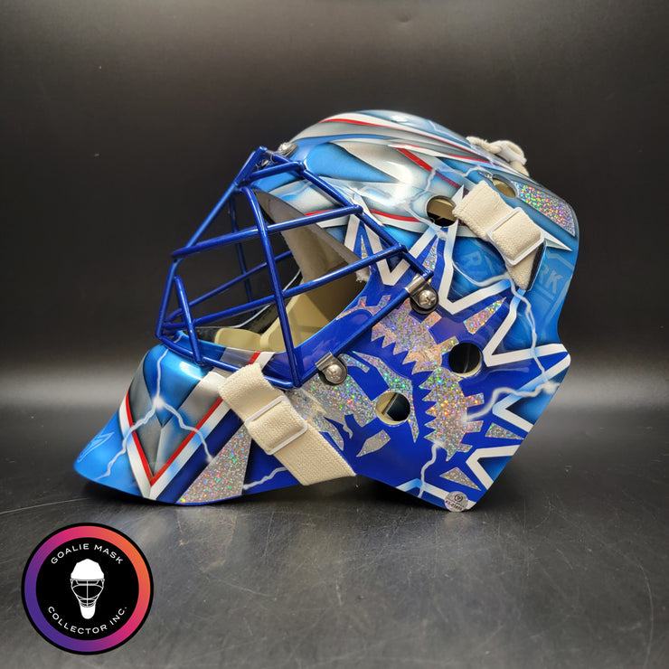 Henrik Lundqvist Signed Goalie Mask 2015 New York Neon Blue Edition Signature Edition Autographed Tribute