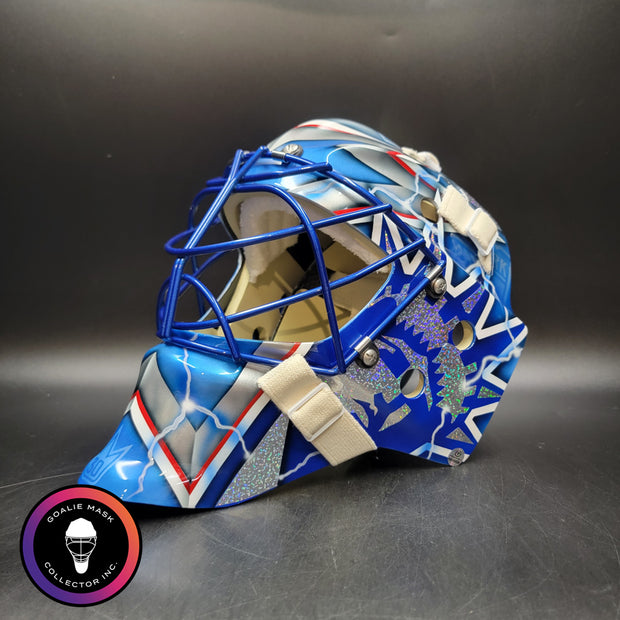 Henrik Lundqvist Signed Goalie Mask 2015 New York Neon Blue Edition Signature Edition Autographed Tribute