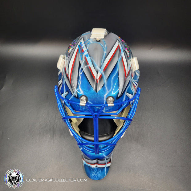 Henrik Lundqvist Signed Goalie Mask 2015 New York Neon Blue Edition Signature Edition Autographed Tribute