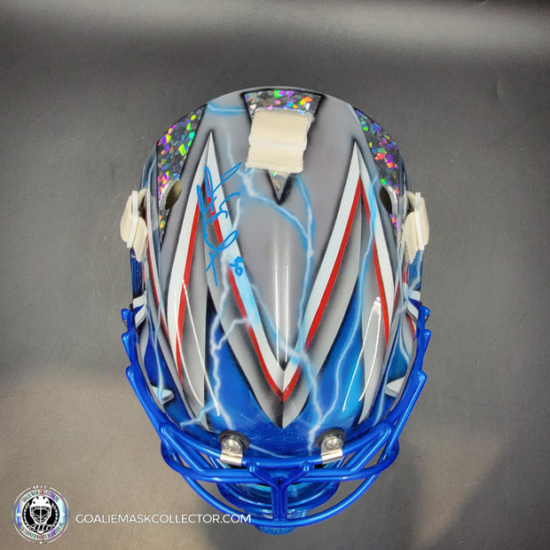 Henrik Lundqvist Signed Goalie Mask 2015 New York Neon Blue Edition Signature Edition Autographed Tribute
