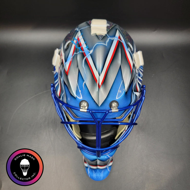 Henrik Lundqvist Signed Goalie Mask 2015 New York Neon Blue Edition Signature Edition Autographed Tribute