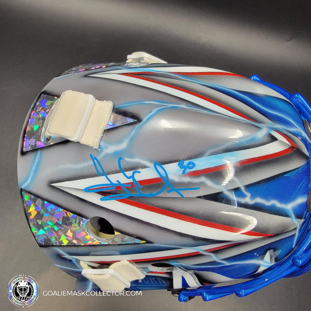 Henrik Lundqvist Signed Goalie Mask 2015 New York Neon Blue Edition Signature Edition Autographed Tribute