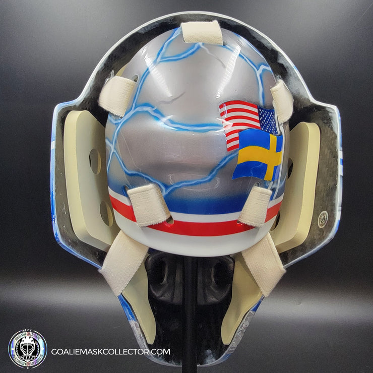 Henrik Lundqvist Signed Goalie Mask 2015 New York Neon Blue Edition Signature Edition Autographed Tribute