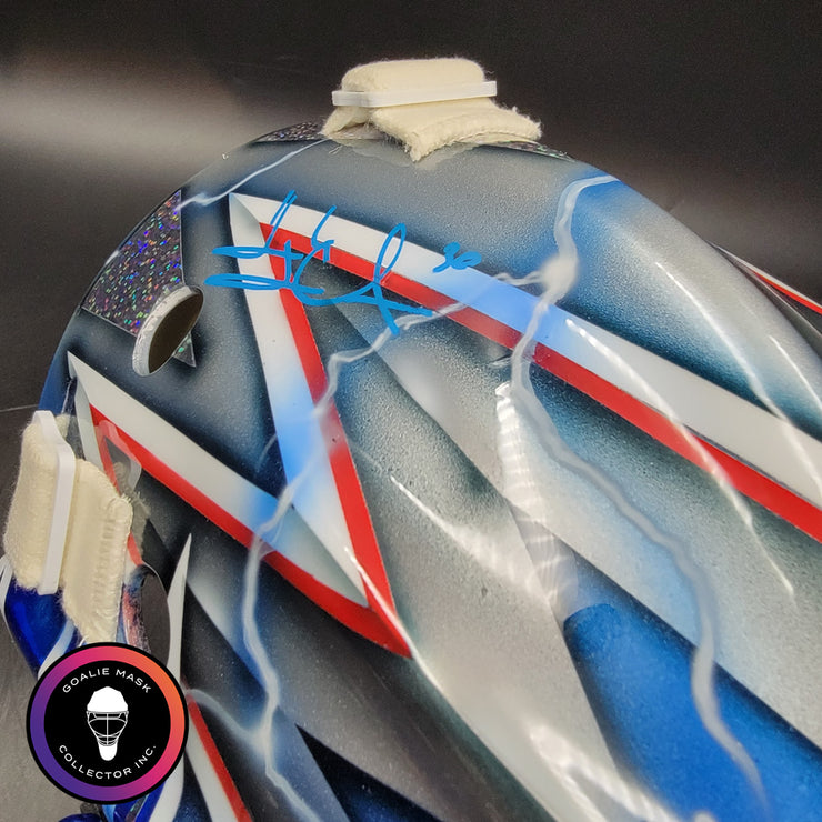 Henrik Lundqvist Signed Goalie Mask 2015 New York Neon Blue Edition Signature Edition Autographed Tribute
