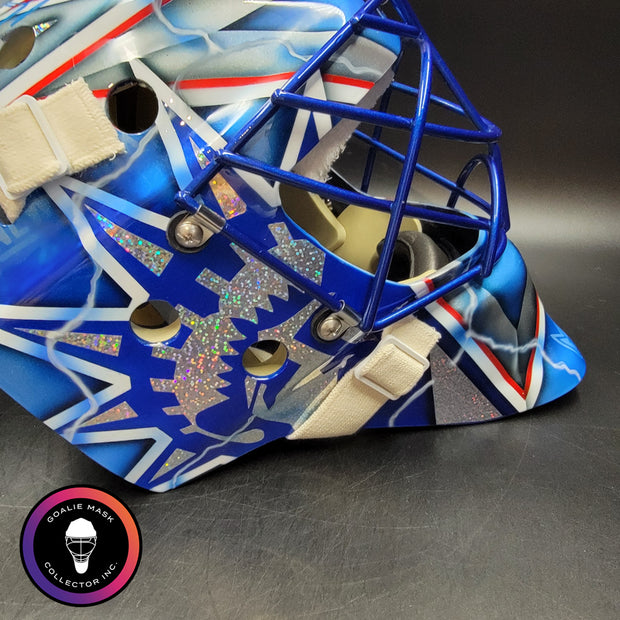 Henrik Lundqvist Signed Goalie Mask 2015 New York Neon Blue Edition Signature Edition Autographed Tribute