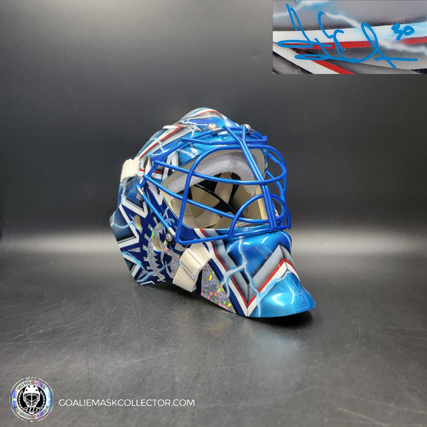 Henrik Lundqvist Signed Goalie Mask 2015 New York Neon Blue Edition Signature Edition Autographed Tribute