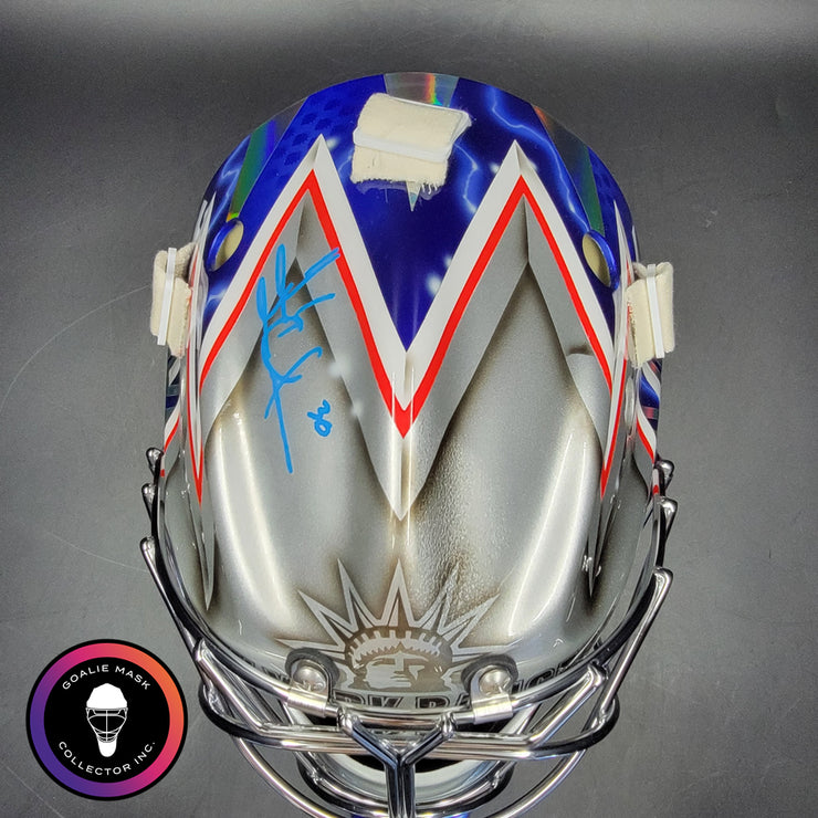 Henrik Lundqvist Signed Goalie Mask 2018 New York SILVER Edition Autographed Signature Edition