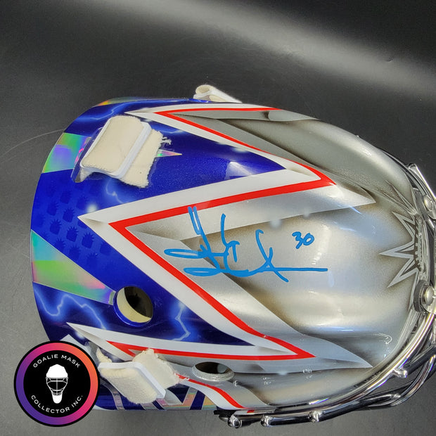 Henrik Lundqvist Signed Goalie Mask 2018 New York SILVER Edition Autographed Signature Edition